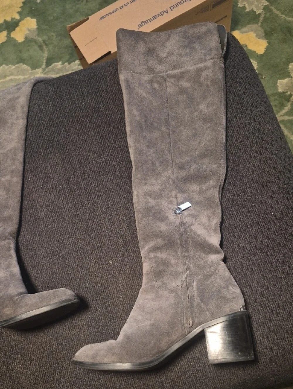 Michael Kors Gray Suede Block Heel Boots